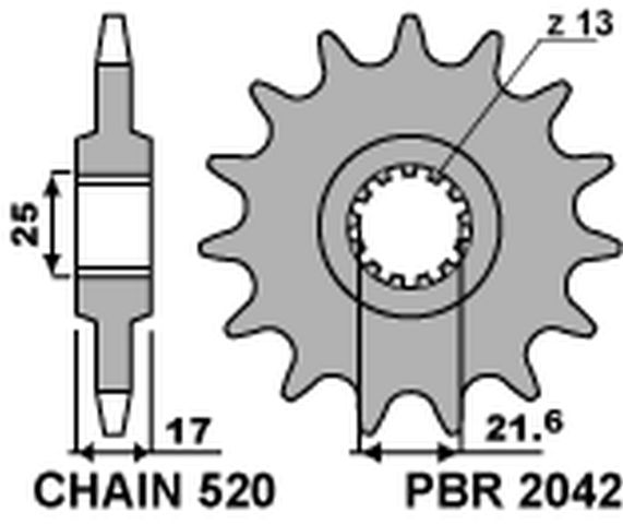 PBR řetězové kolo přední 2042 15 18NC HONDA CB 500F/X 13-15, CBR 500R `13-15 (řetěz 520) (MADE IN ITALY)